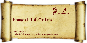 Hampel Lőrinc névjegykártya