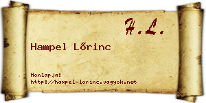 Hampel Lőrinc névjegykártya